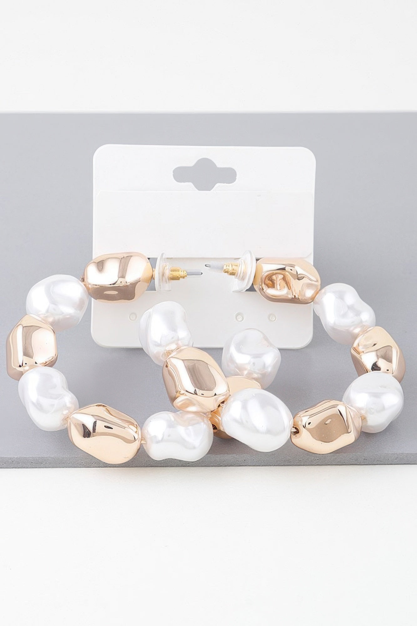 Shiny N Pearl Stone Hoop Earrings | Mixtshop LLC