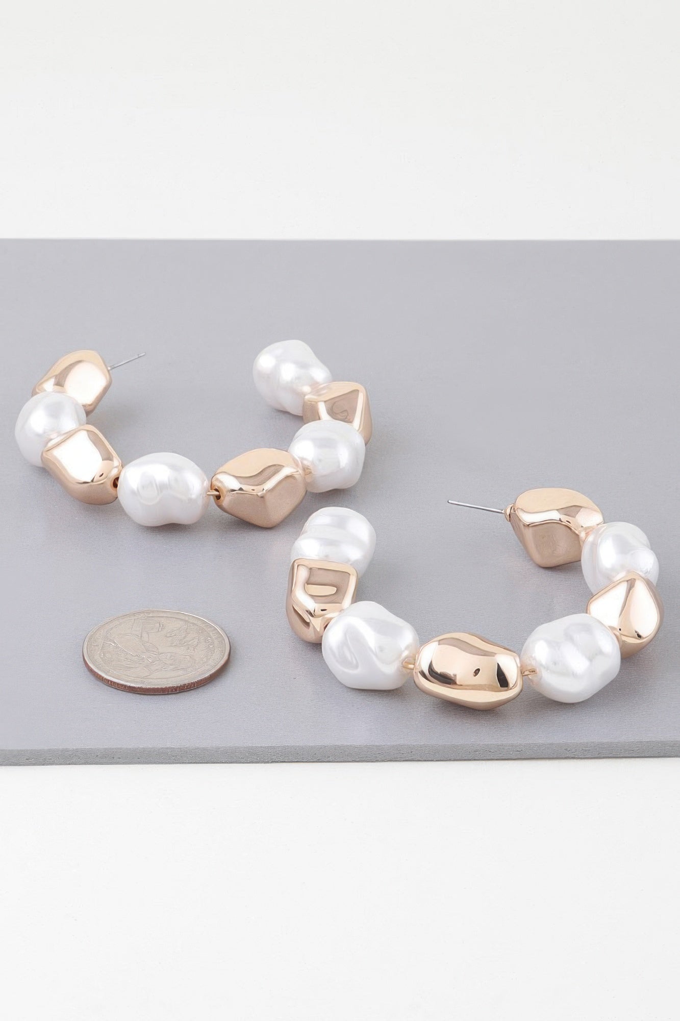 Shiny N Pearl Stone Hoop Earrings | Mixtshop LLC