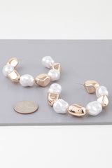 Shiny N Pearl Stone Hoop Earrings | Mixtshop LLC