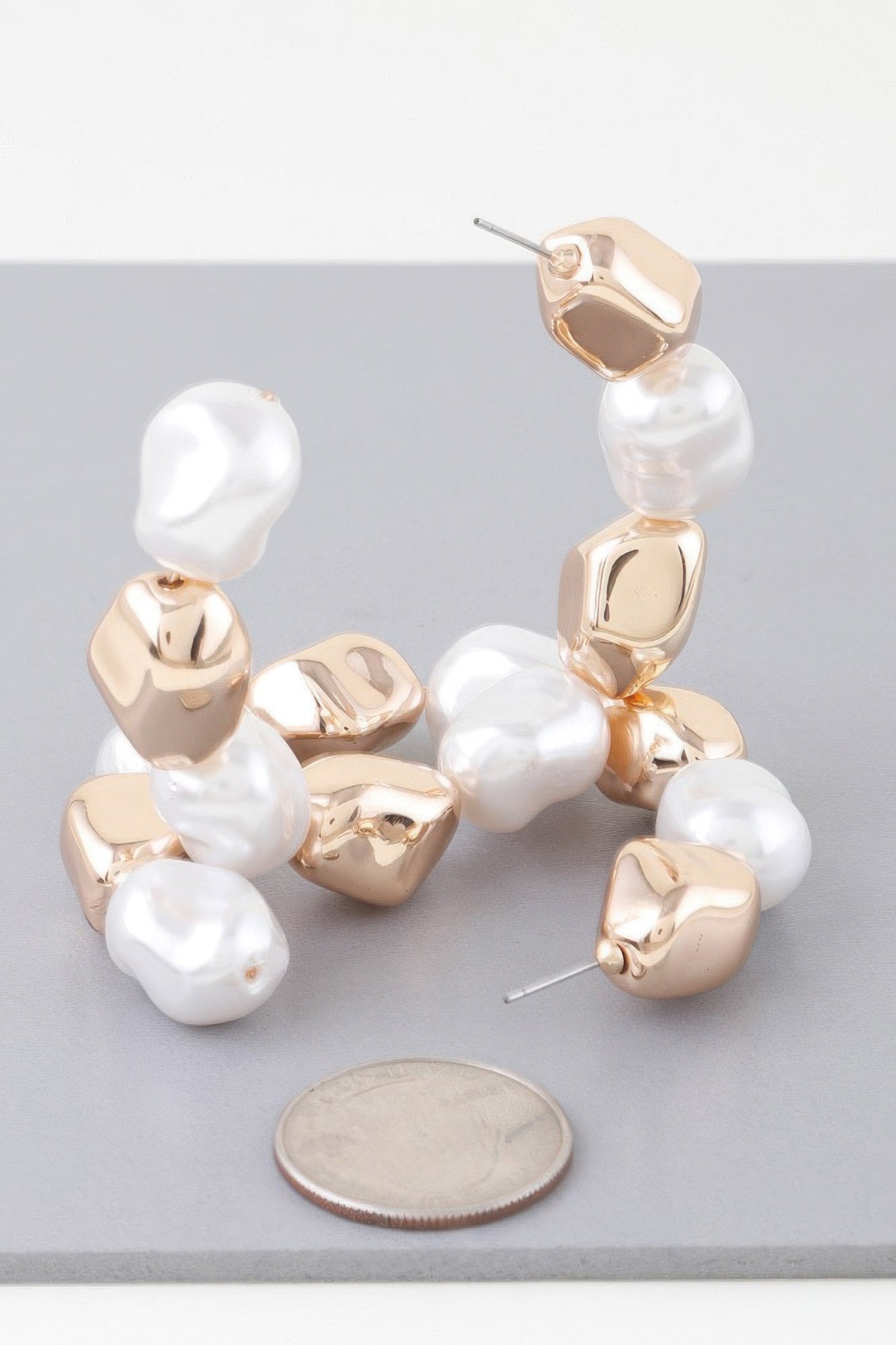 Shiny N Pearl Stone Hoop Earrings | Mixtshop LLC