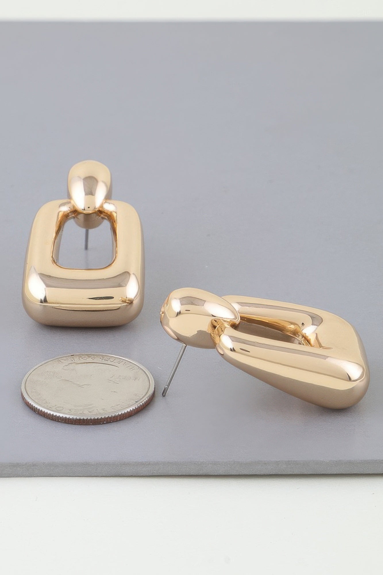 Shiny Modern Frame Drop Earrings | Mixtshop LLC