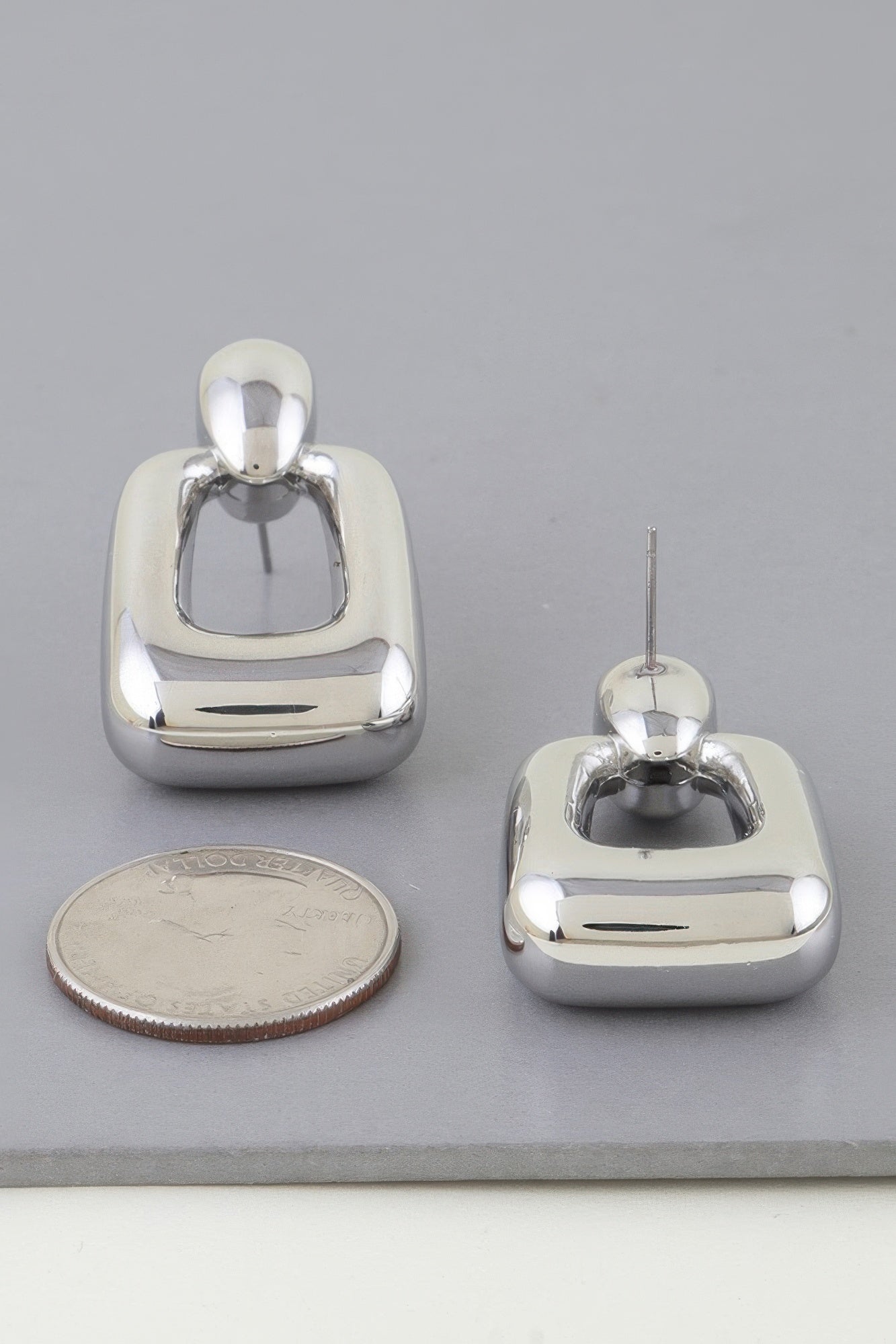 Shiny Modern Frame Drop Earrings | Mixtshop LLC