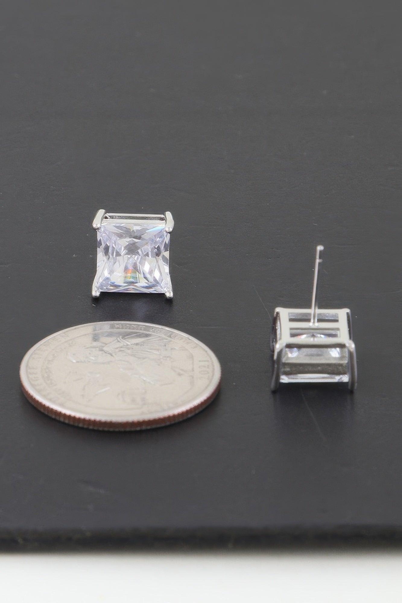 Silver Cubic Zirconia Rhinestone Earrings | Mixtshop LLC