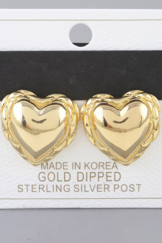 Shiny Braided Heart Stud Earrings | Mixtshop LLC