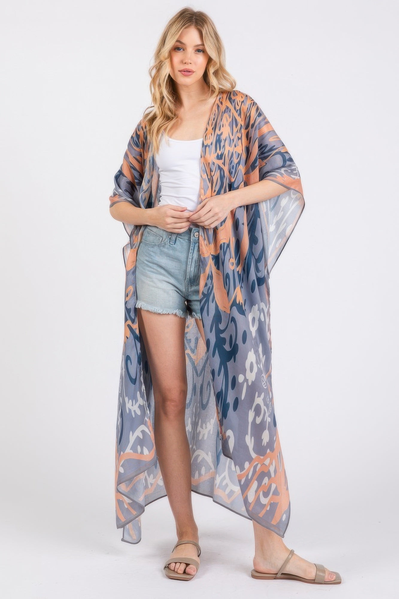 Boho Print Open Front Long Kimono | Mixtshop LLC