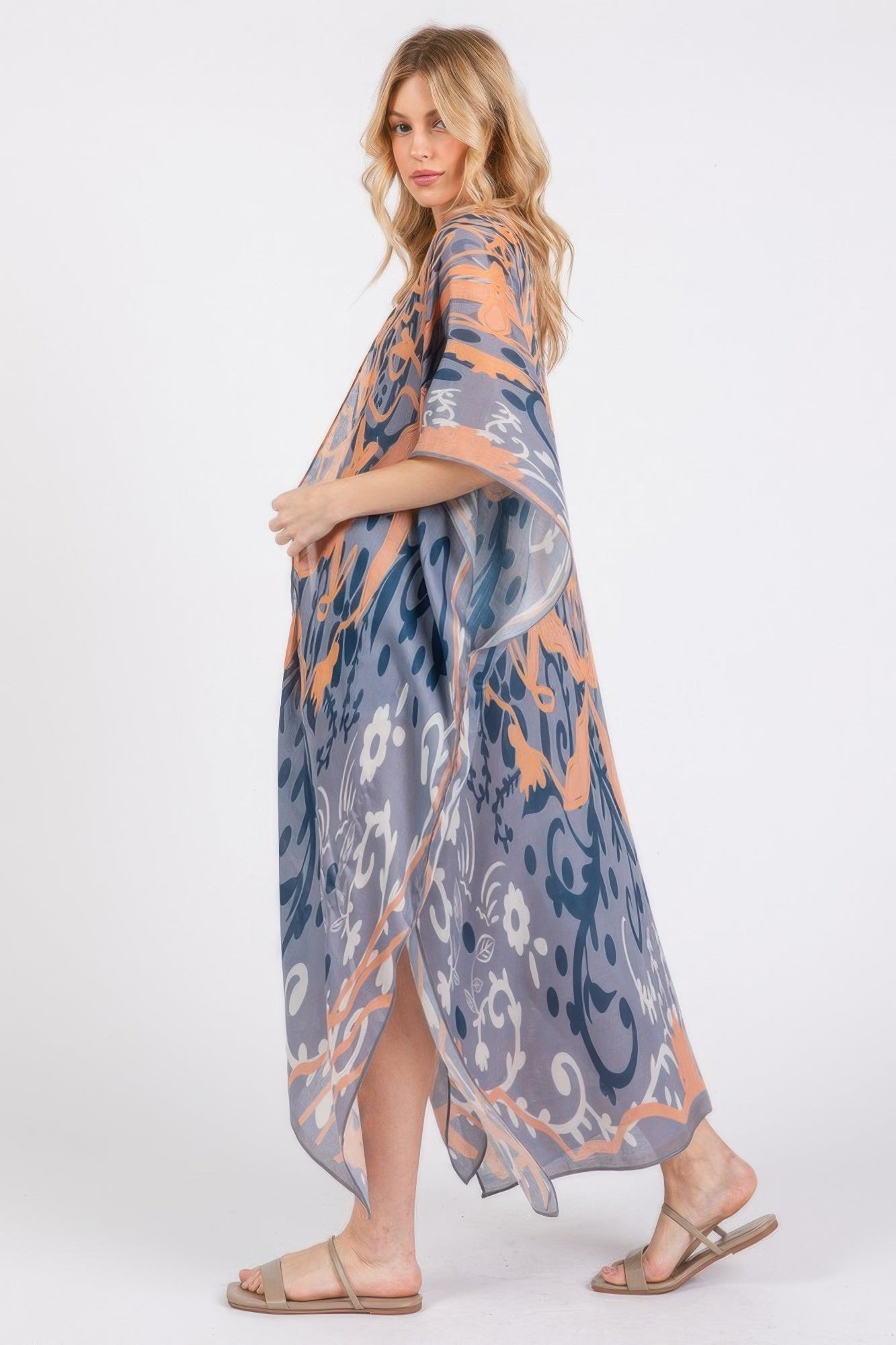 Boho Print Open Front Long Kimono | Mixtshop LLC