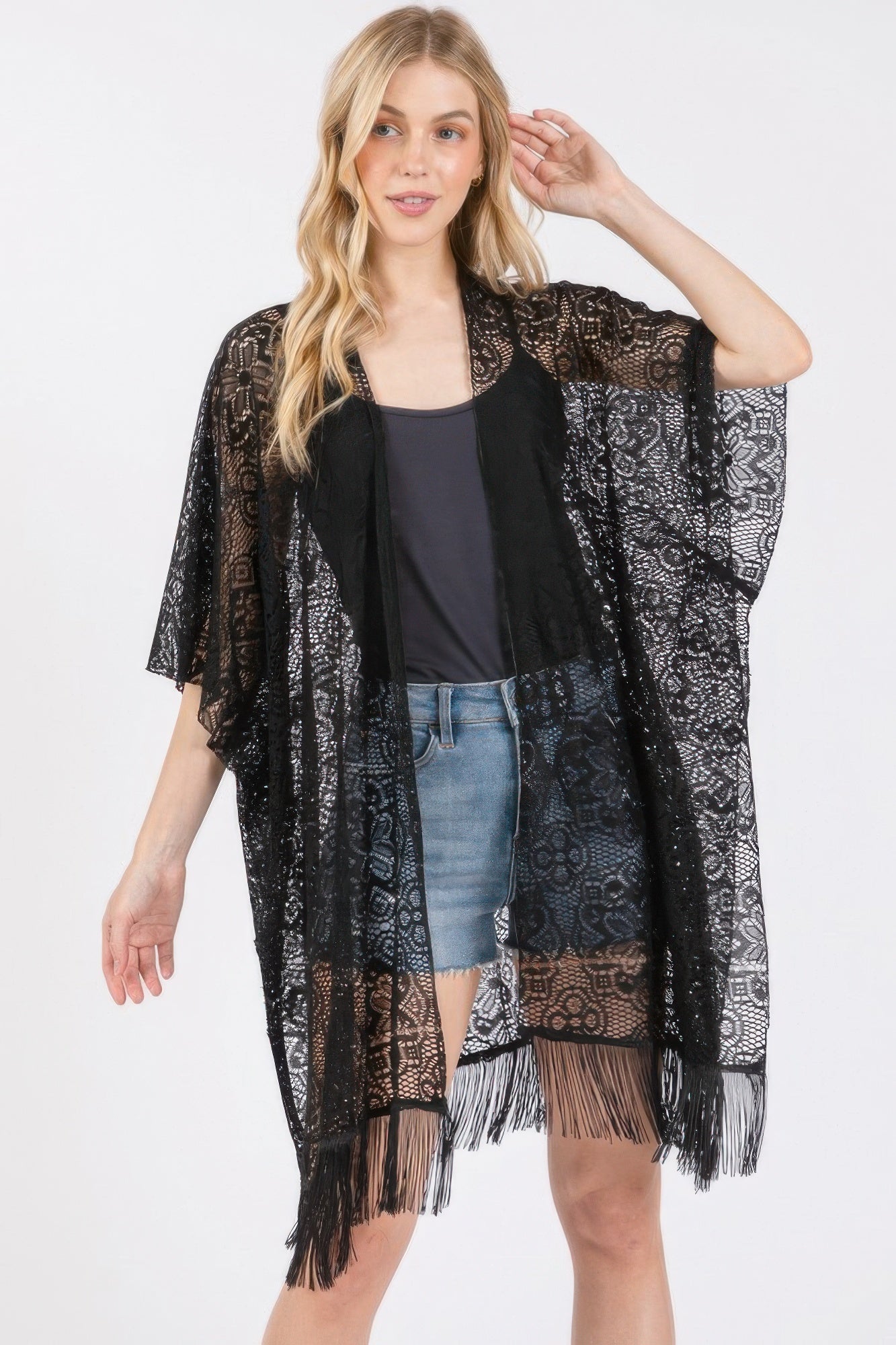 Flower Pattern Crochet Lace Tassel Cover Up | Mixtshop LLC