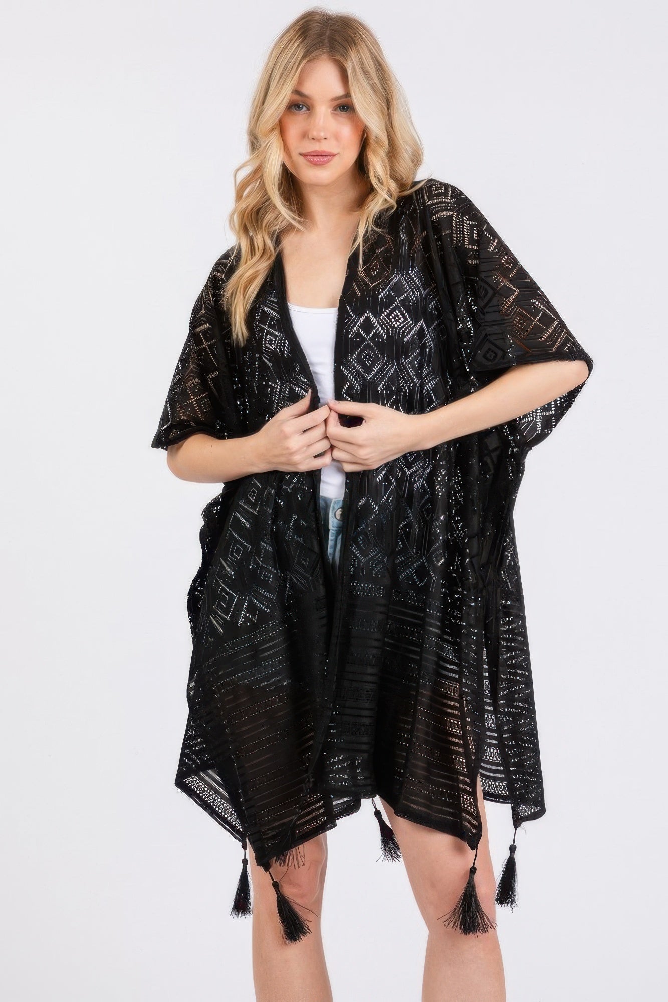 Geometric Pattern Tassel Cover Up | Mixtshop LLC