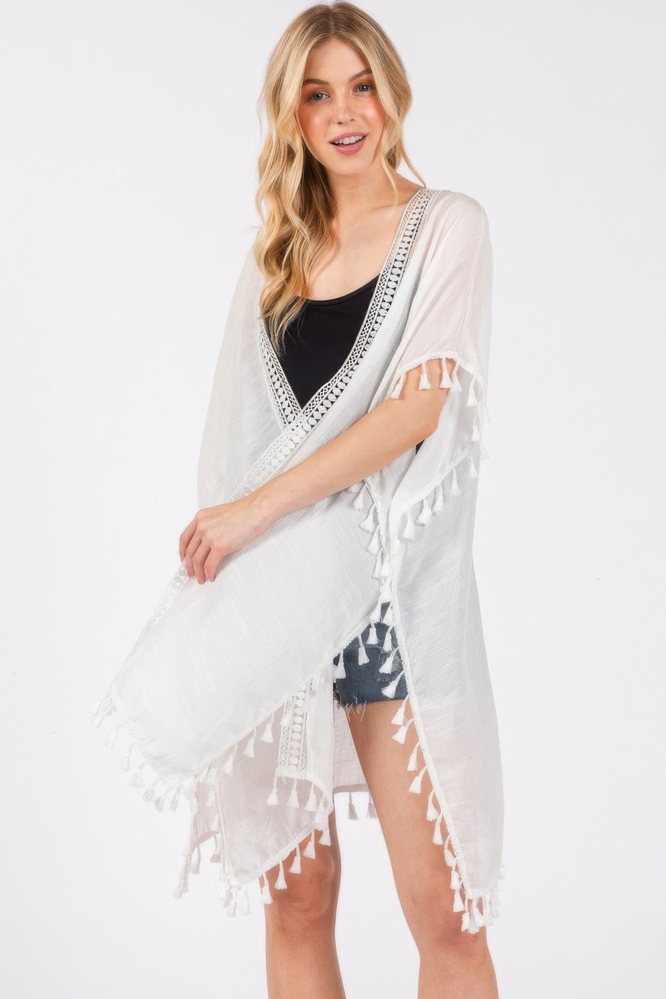 Crochet And Tassel Trim Cover Up | Mixtshop LLC