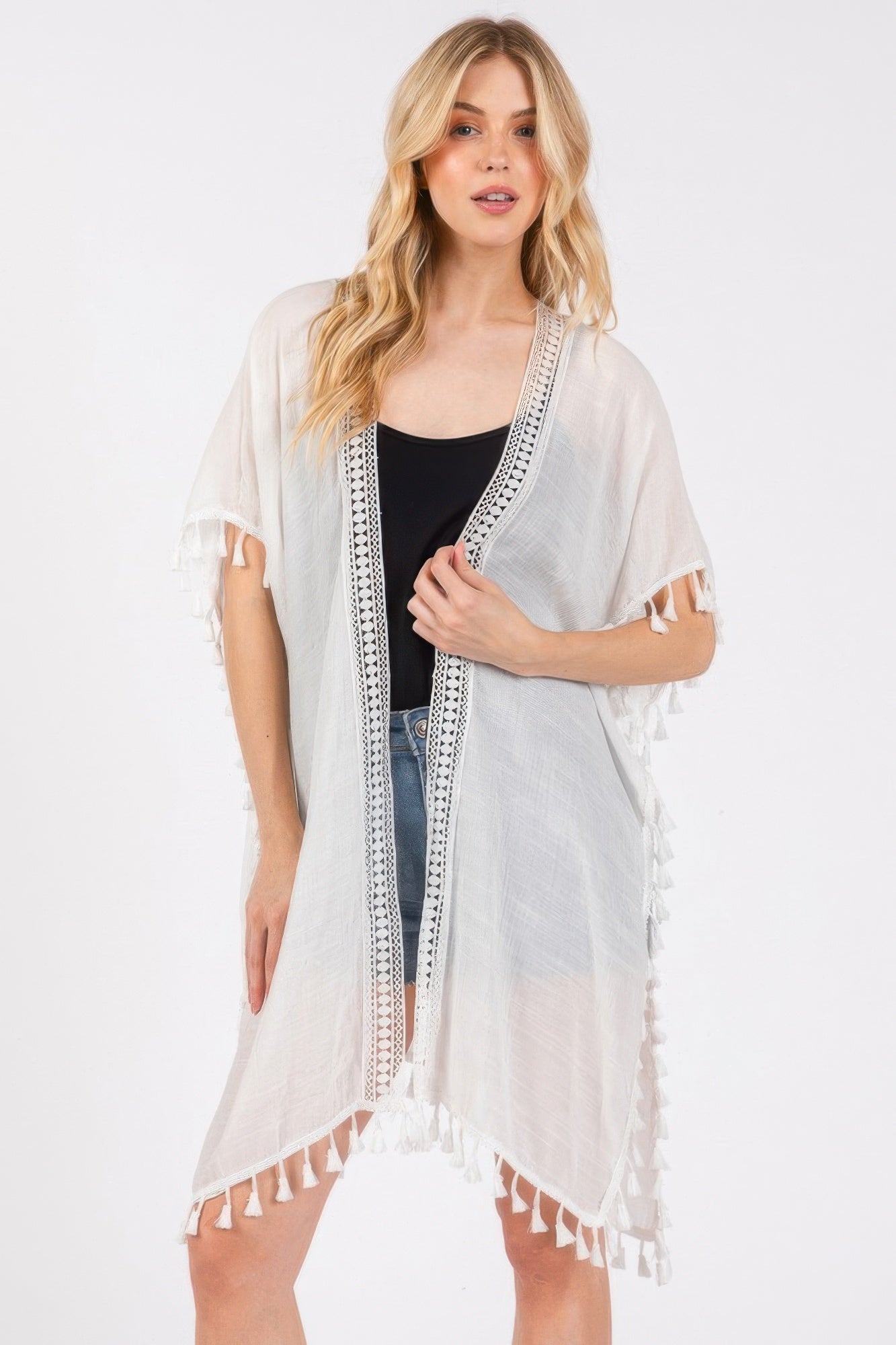 Crochet And Tassel Trim Cover Up | Mixtshop LLC