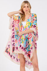 Multi Colored Heart Print Silky Feel Kimono | Mixtshop LLC