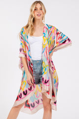Multi Colored Heart Print Silky Feel Kimono | Mixtshop LLC