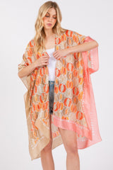 Two Tones Trim Abstract Print Silky Feel Kimono | Mixtshop LLC
