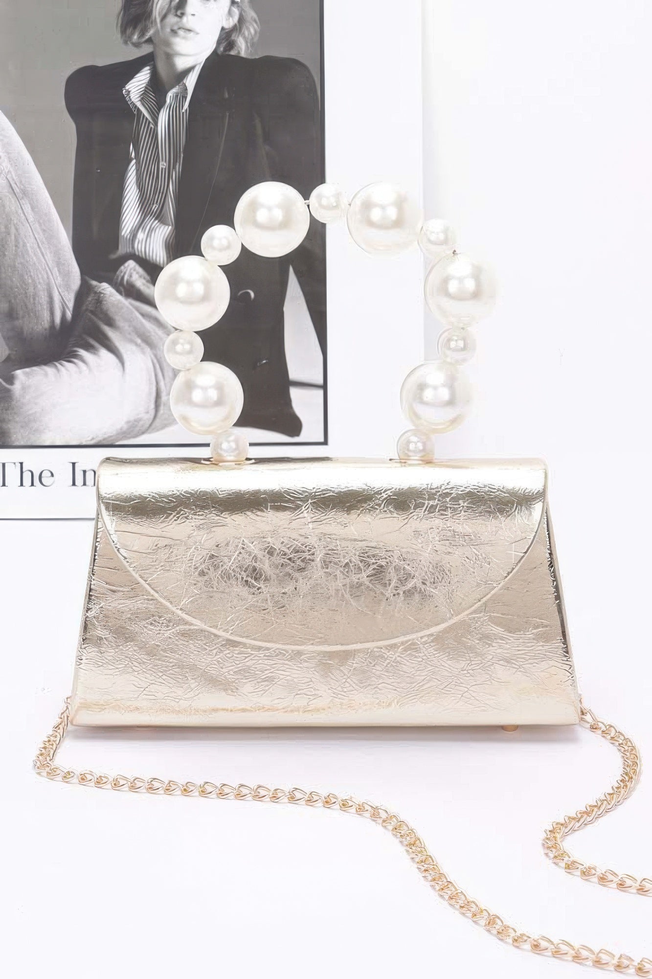 Metallic Pearl Handle Flap Bag | Mixtshop LLC