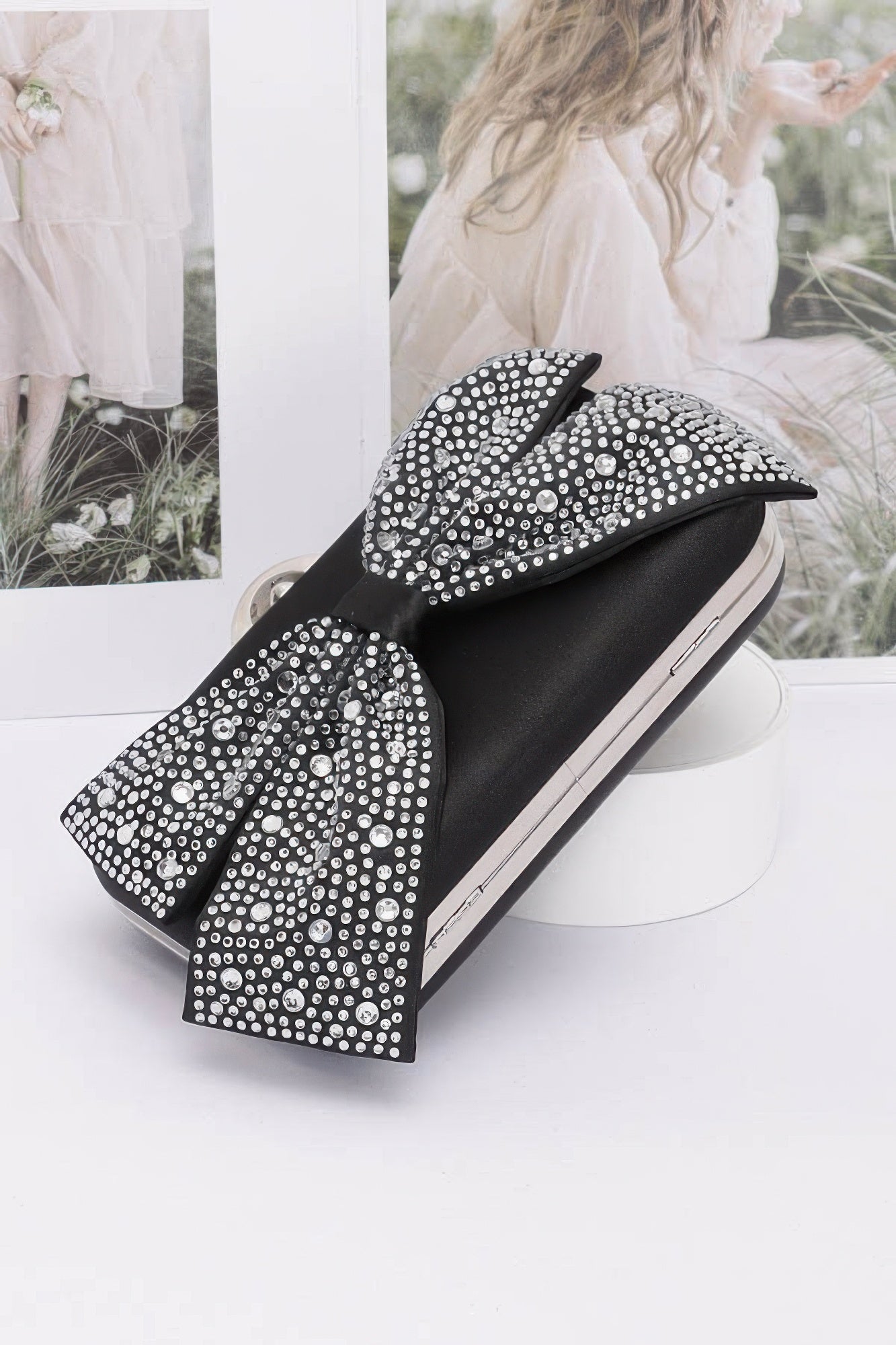 Rhinestone Hotfix Ribbon Nylon Hard Case Clutch | Mixtshop LLC