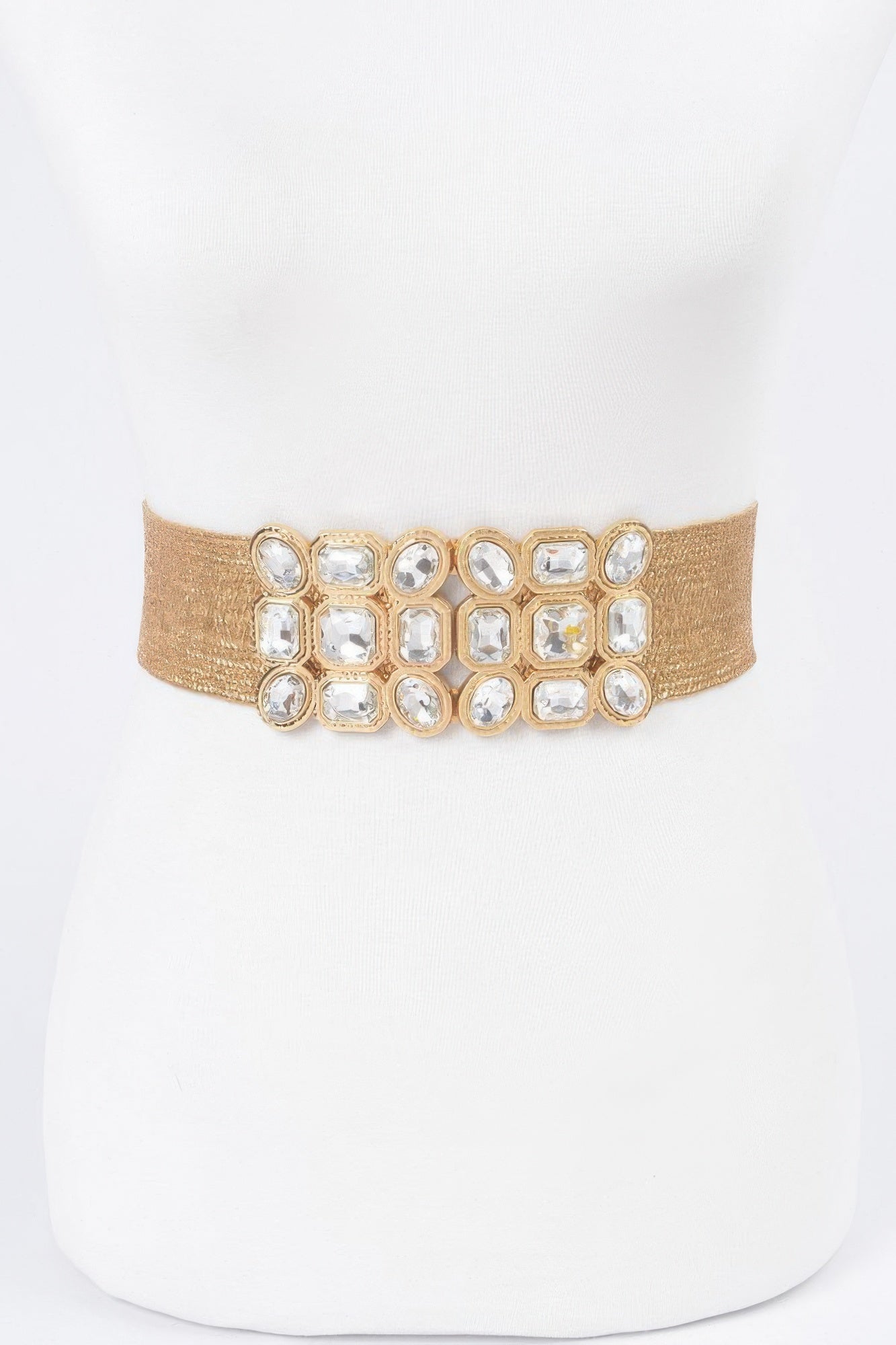 Multi Stone Metallic Straw Stretch Belt | Mixtshop LLC