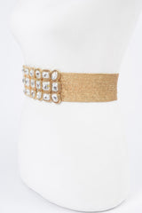 Multi Stone Metallic Straw Stretch Belt | Mixtshop LLC
