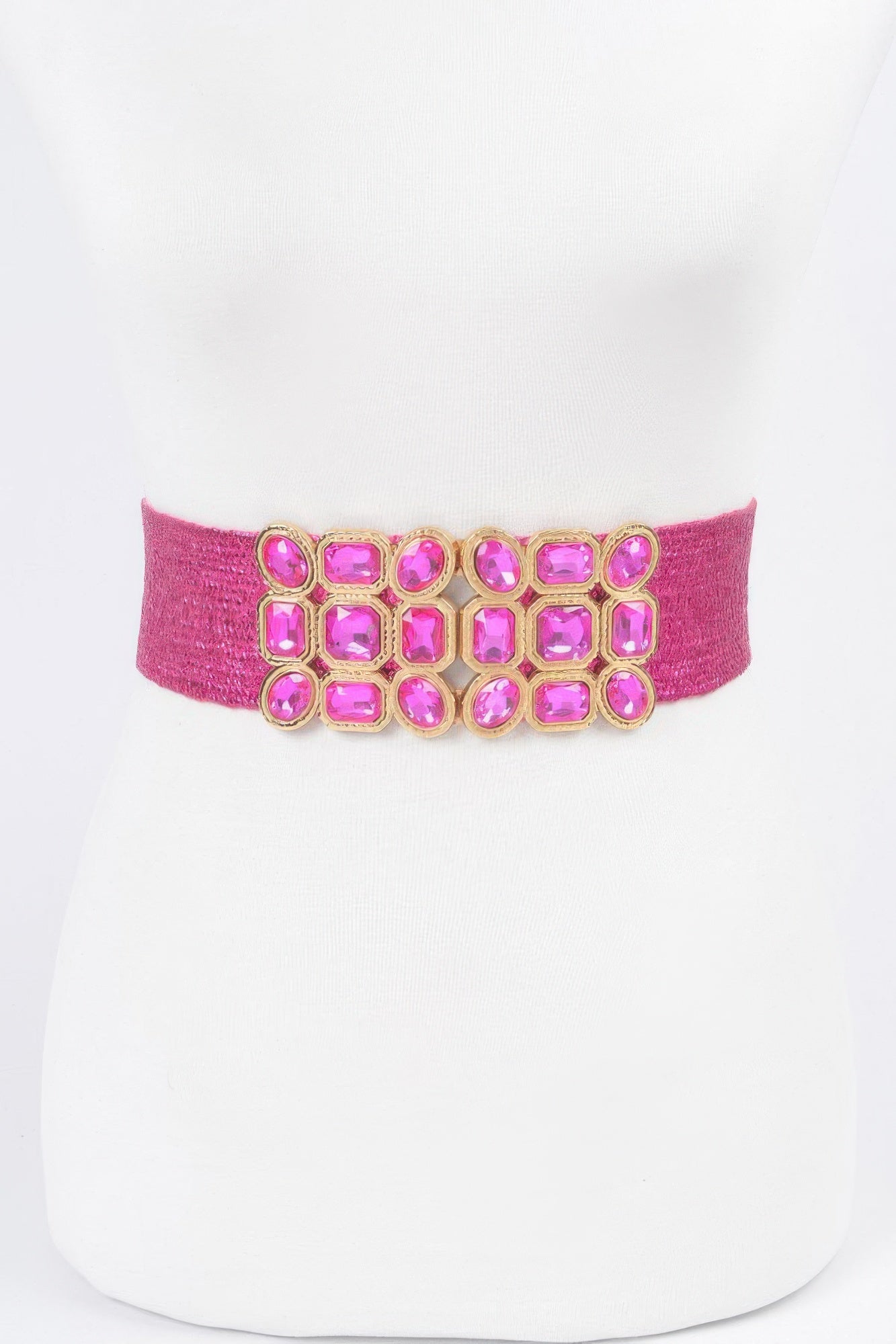 Multi Stone Metallic Straw Stretch Belt | Mixtshop LLC