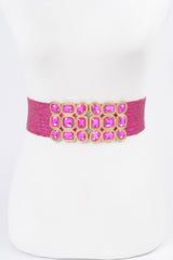 Multi Stone Metallic Straw Stretch Belt | Mixtshop LLC