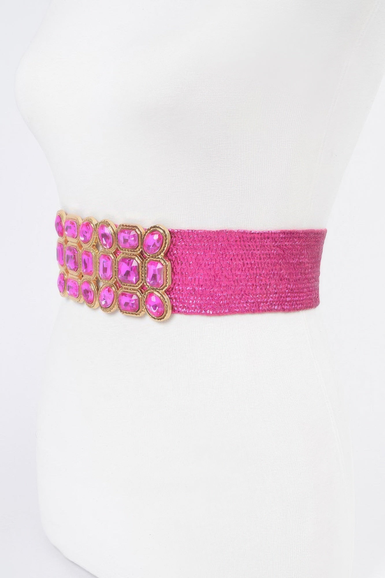 Multi Stone Metallic Straw Stretch Belt | Mixtshop LLC
