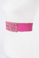 Multi Stone Metallic Straw Stretch Belt | Mixtshop LLC