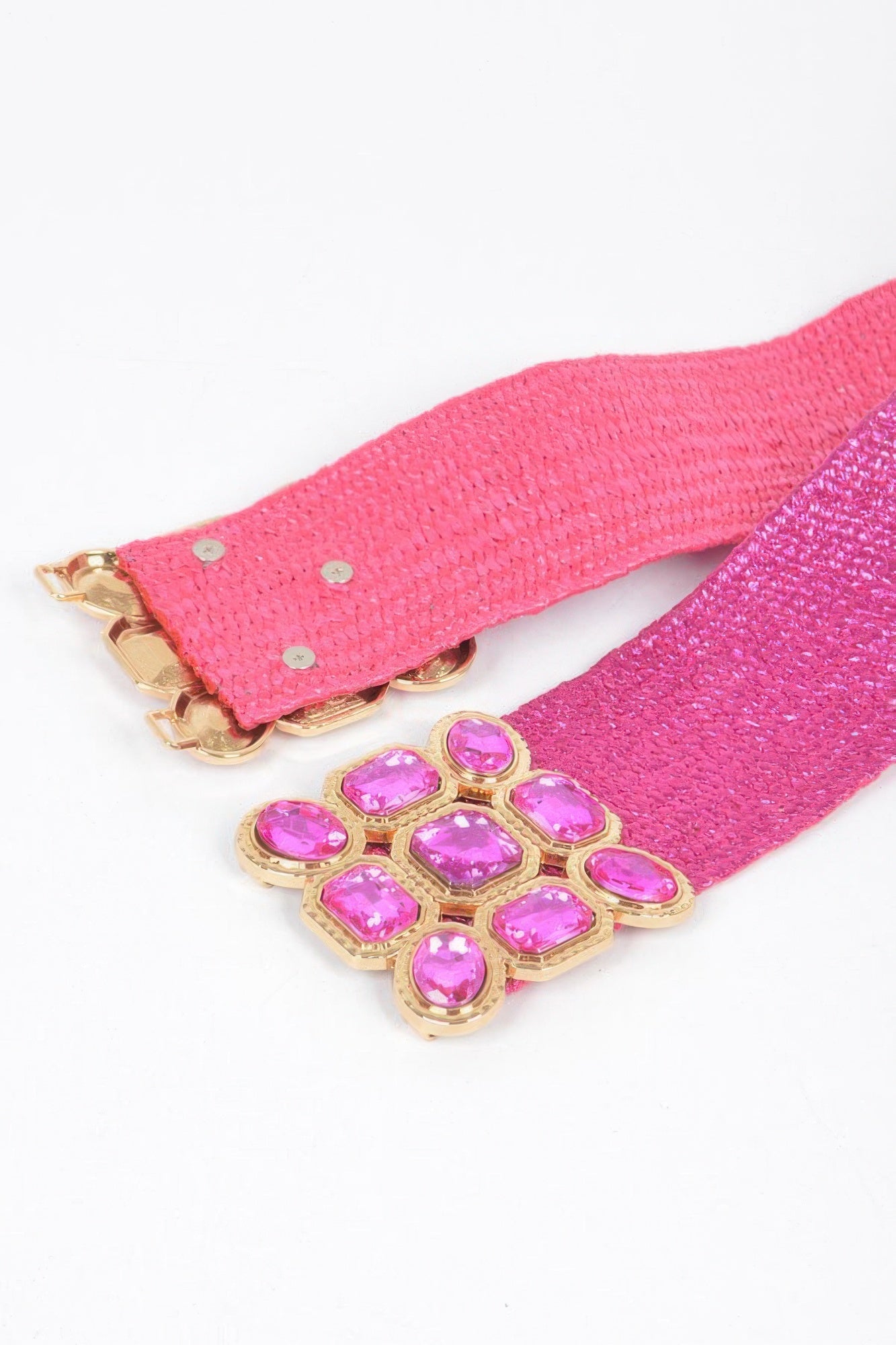 Multi Stone Metallic Straw Stretch Belt | Mixtshop LLC