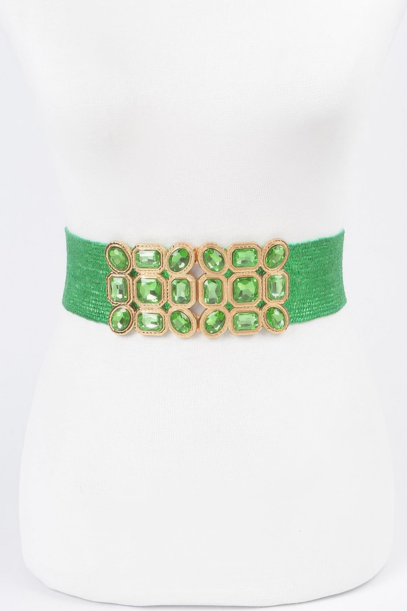Multi Stone Metallic Straw Stretch Belt | Mixtshop LLC