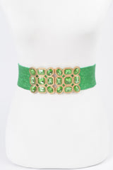 Multi Stone Metallic Straw Stretch Belt | Mixtshop LLC