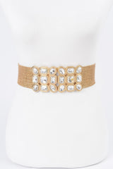 Multi Stone Metallic Straw Stretch Belt | Mixtshop LLC