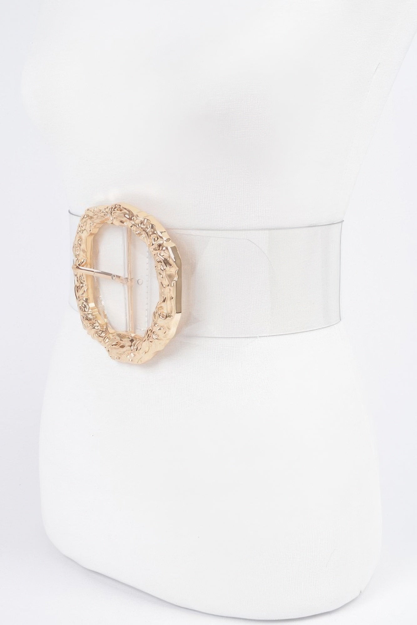 Big Vintage Round Metal Buckle Clear Belt | Mixtshop LLC