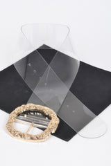 Big Vintage Round Metal Buckle Clear Belt | Mixtshop LLC
