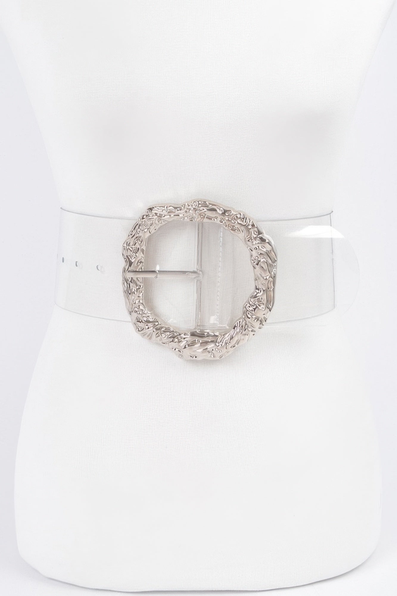 Big Vintage Round Metal Buckle Clear Belt | Mixtshop LLC