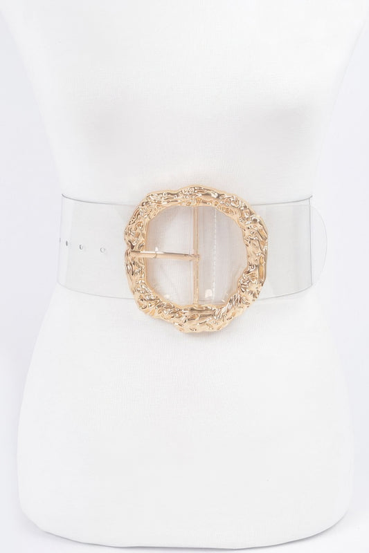 Big Vintage Round Metal Buckle Clear Belt | Mixtshop LLC