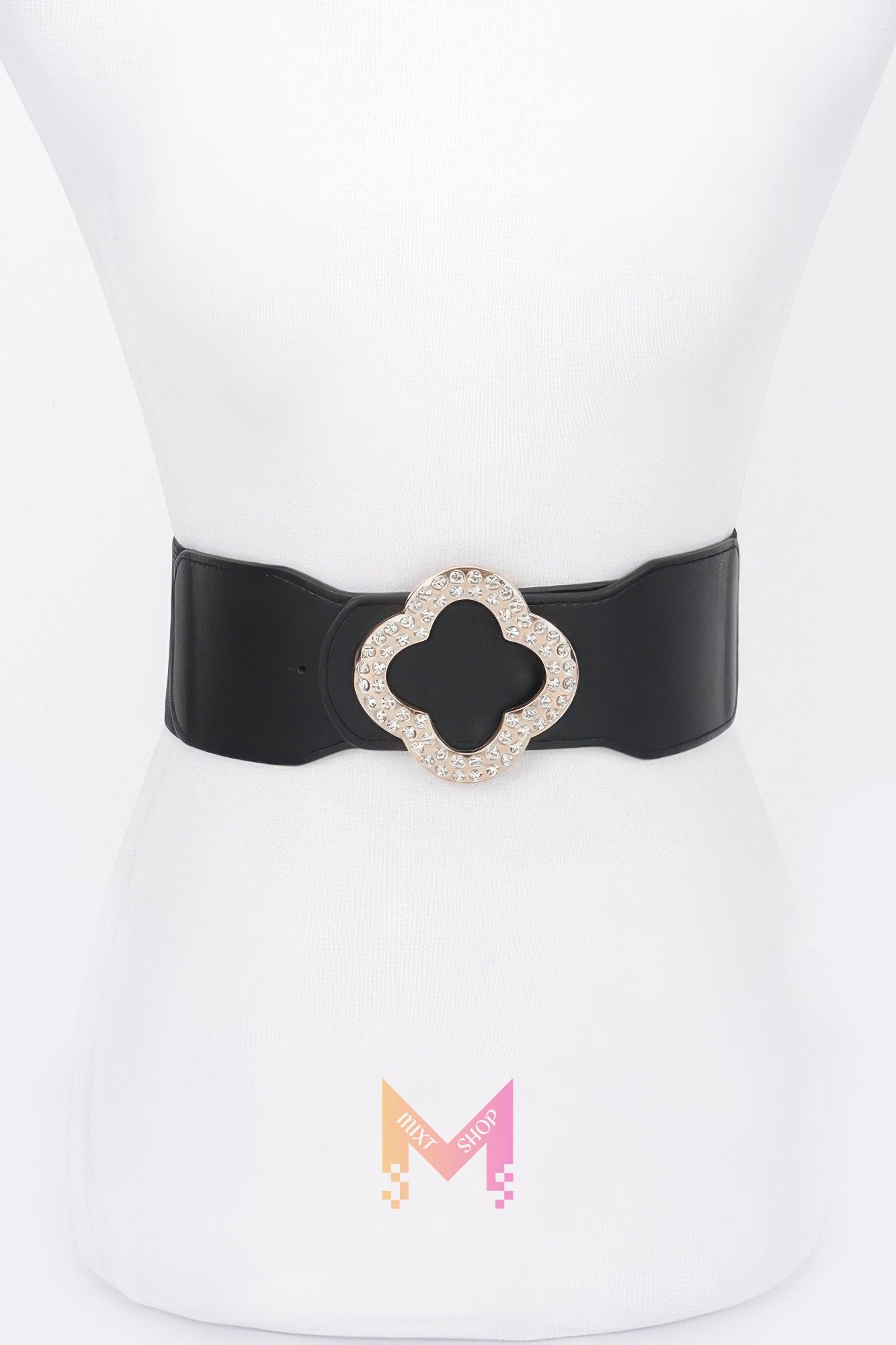 Faux Leather Metal Metal Buckle Stretch Belt | Mixtshop LLC