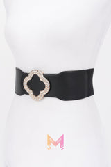 Faux Leather Metal Metal Buckle Stretch Belt | Mixtshop LLC