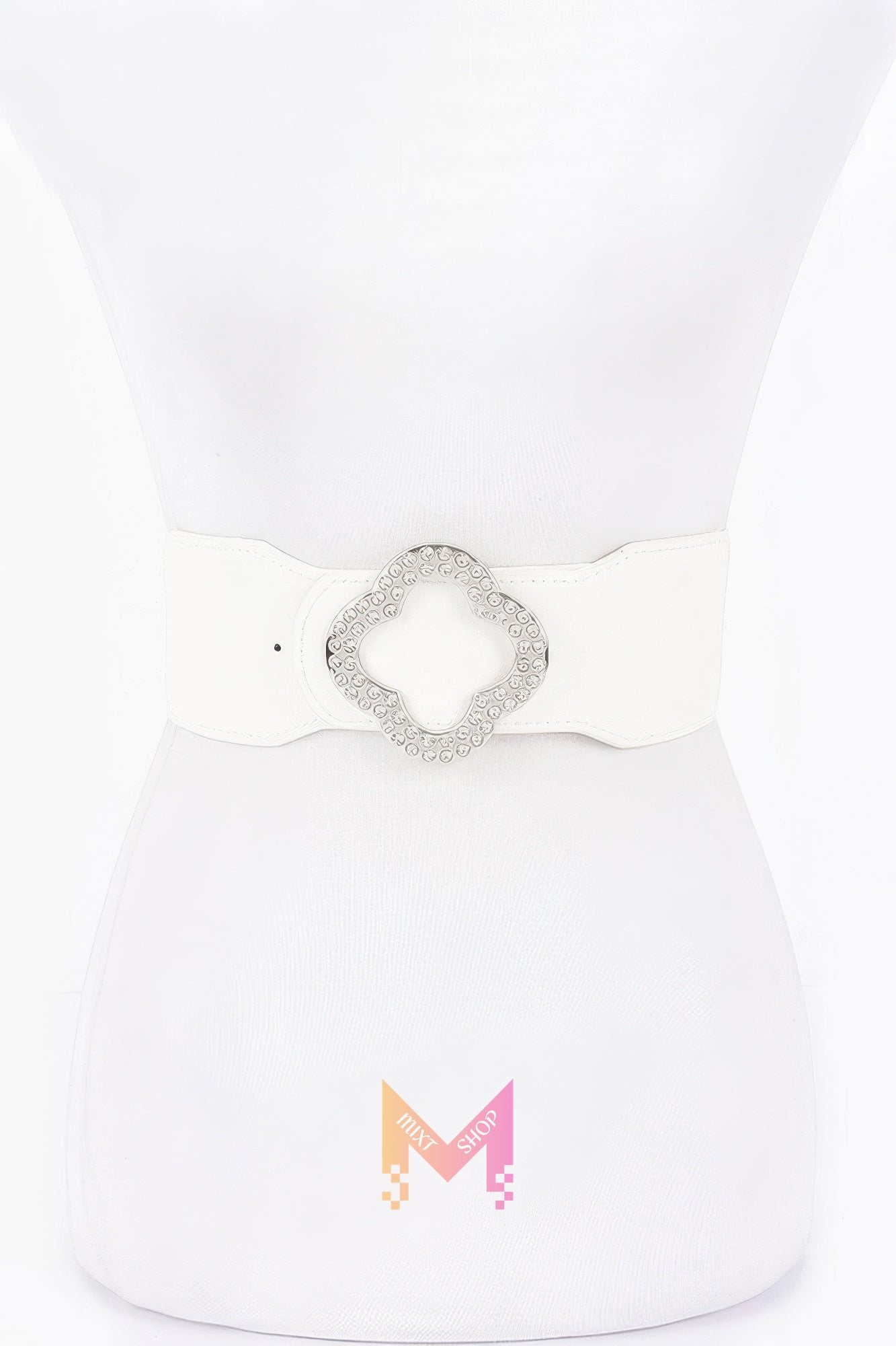 Faux Leather Metal Metal Buckle Stretch Belt | Mixtshop LLC