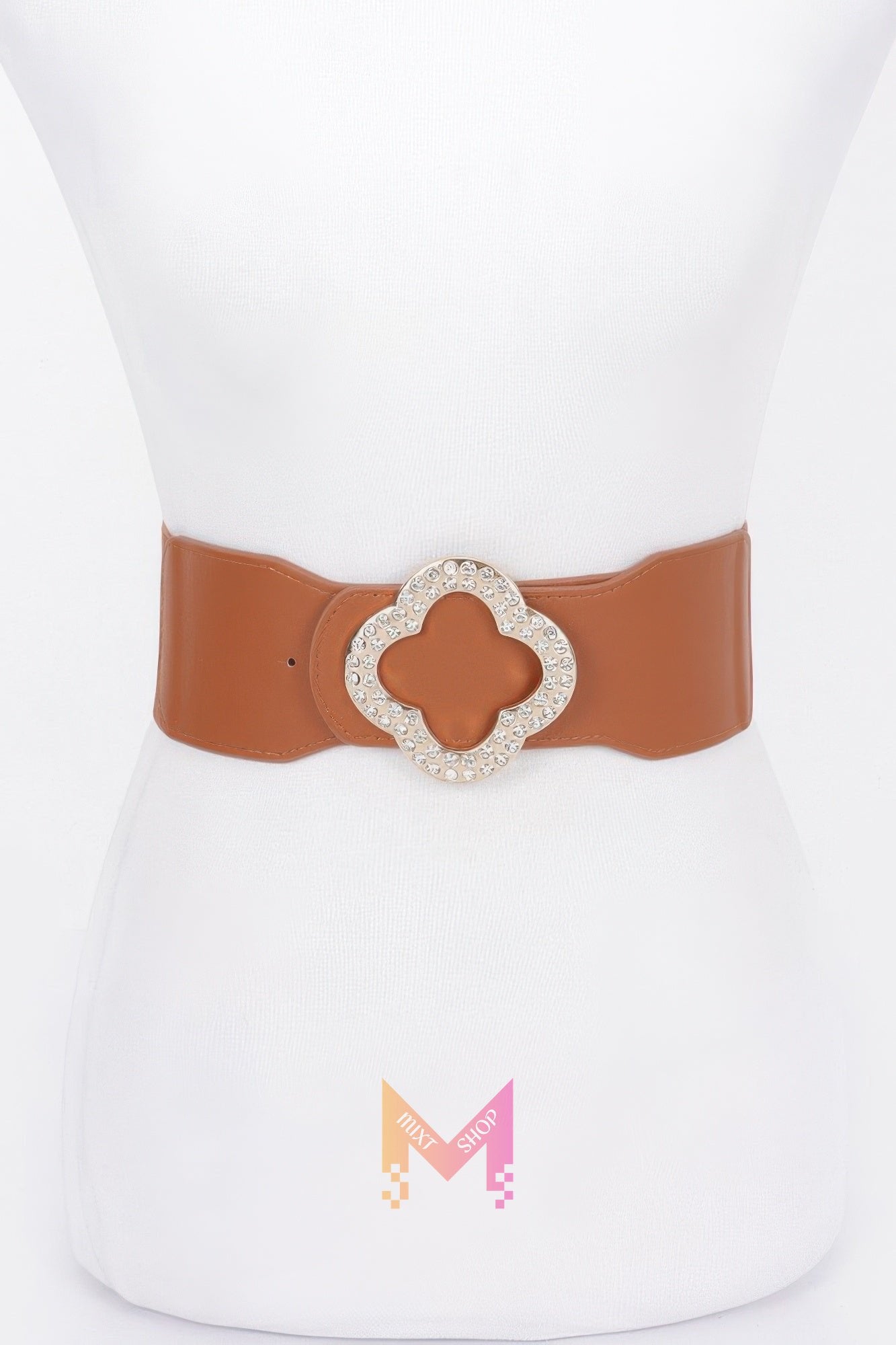 Faux Leather Metal Metal Buckle Stretch Belt | Mixtshop LLC