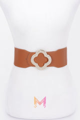 Faux Leather Metal Metal Buckle Stretch Belt | Mixtshop LLC
