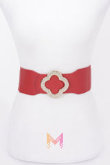 Faux Leather Metal Metal Buckle Stretch Belt | Mixtshop LLC