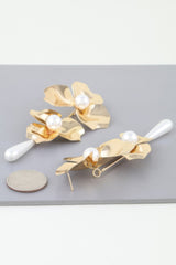 Shiny Pearled Flower Drop Earrings | Mixtshop LLC