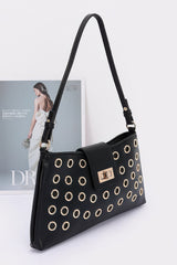 Faux Leather Eyelet Studded Shoulder Bag | Mixtshop LLC