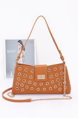 Faux Leather Eyelet Studded Shoulder Bag | Mixtshop LLC