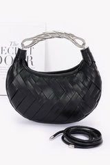 Faux Leather Braided Metal Handle Clutch | Mixtshop LLC