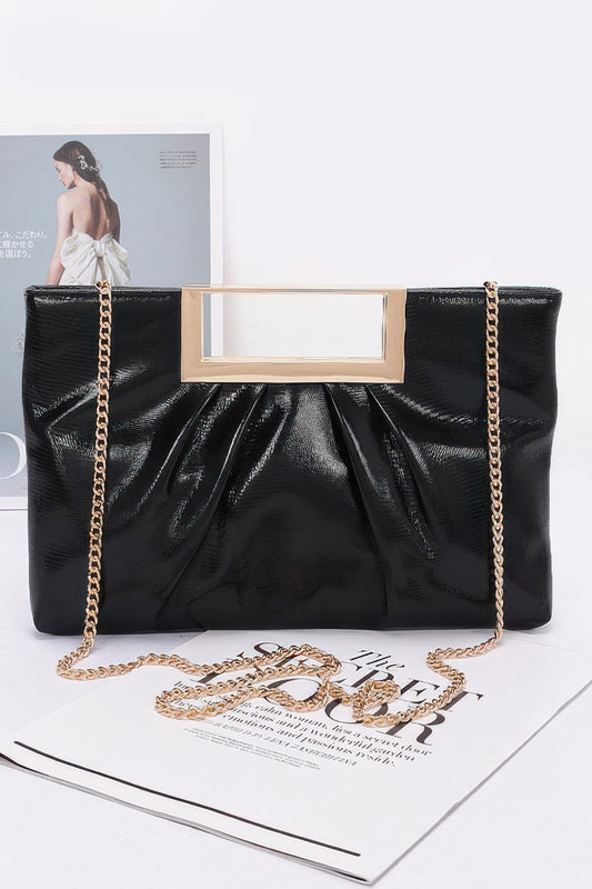 Faux Leather Metal Handle Clutch | Mixtshop LLC