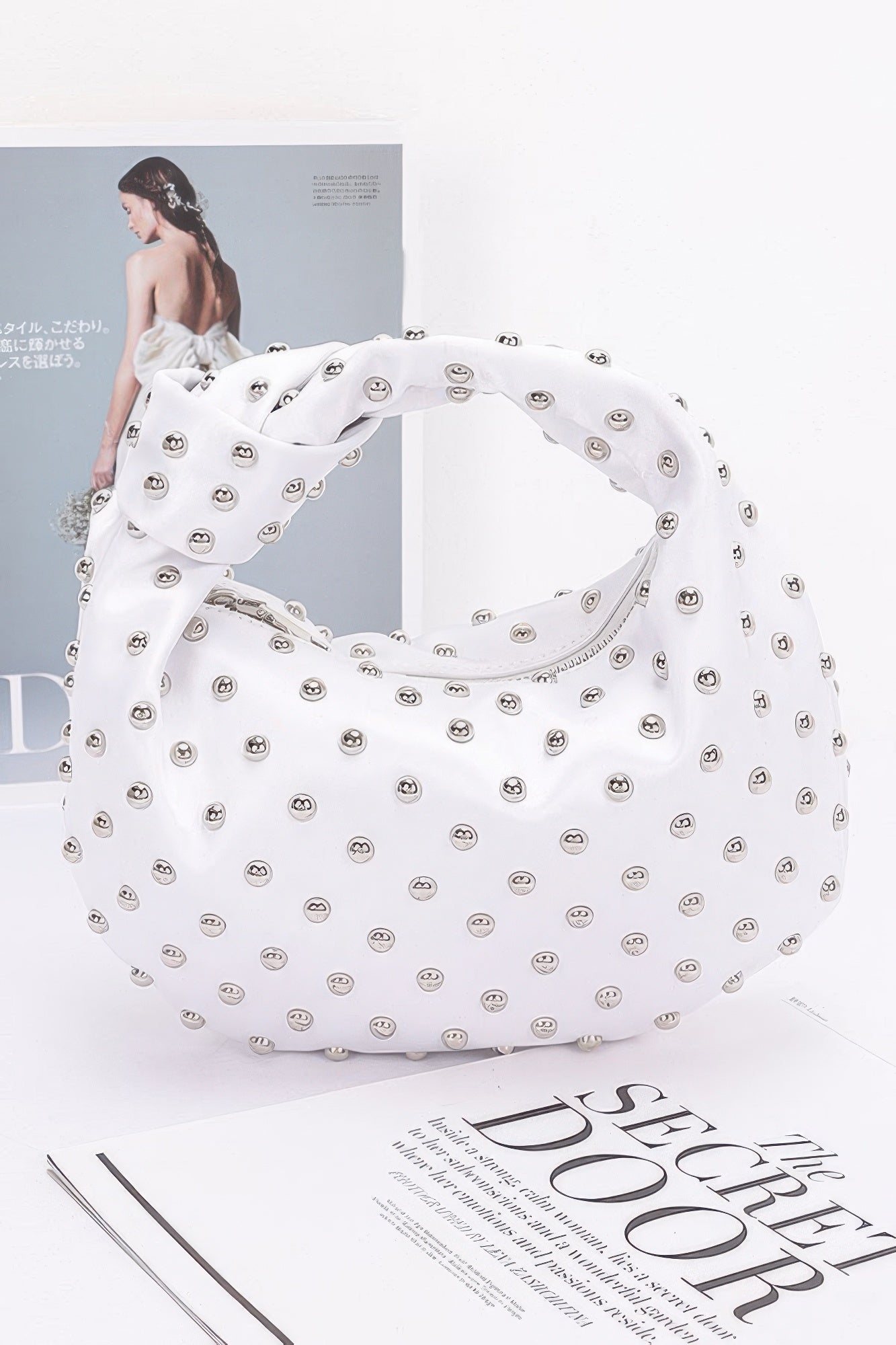 Satin Metal Studded Hobo Bag | Mixtshop LLC