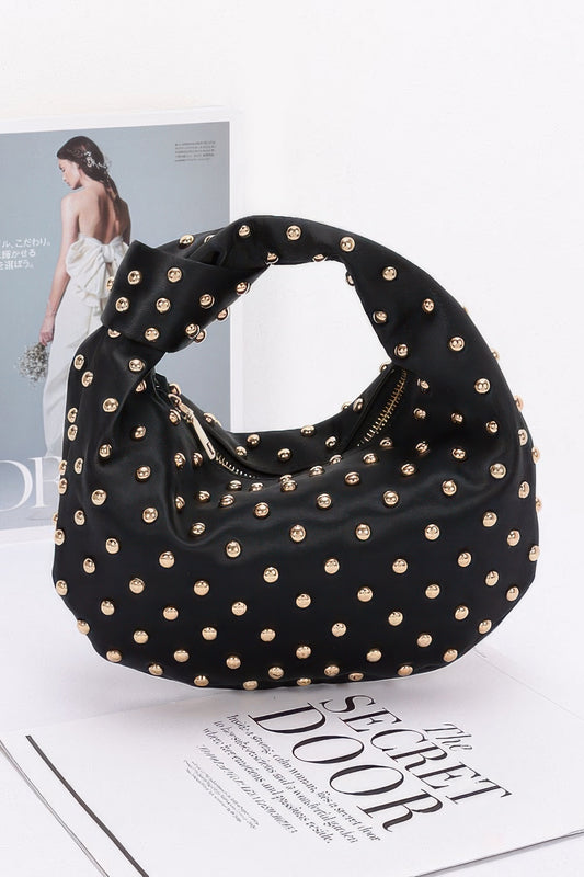 Satin Metal Studded Hobo Bag | Mixtshop LLC
