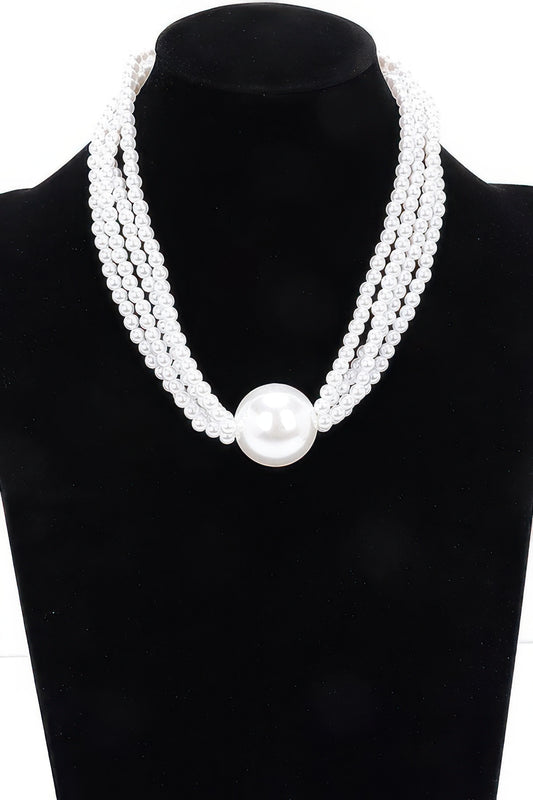 Multi Faux Pearl Chain Necklace | Mixtshop LLC