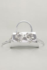 Faux Mirror Leather Ribbon Metal Top Handle Bag | Mixtshop LLC