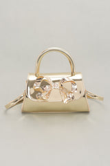 Faux Mirror Leather Ribbon Metal Top Handle Bag | Mixtshop LLC