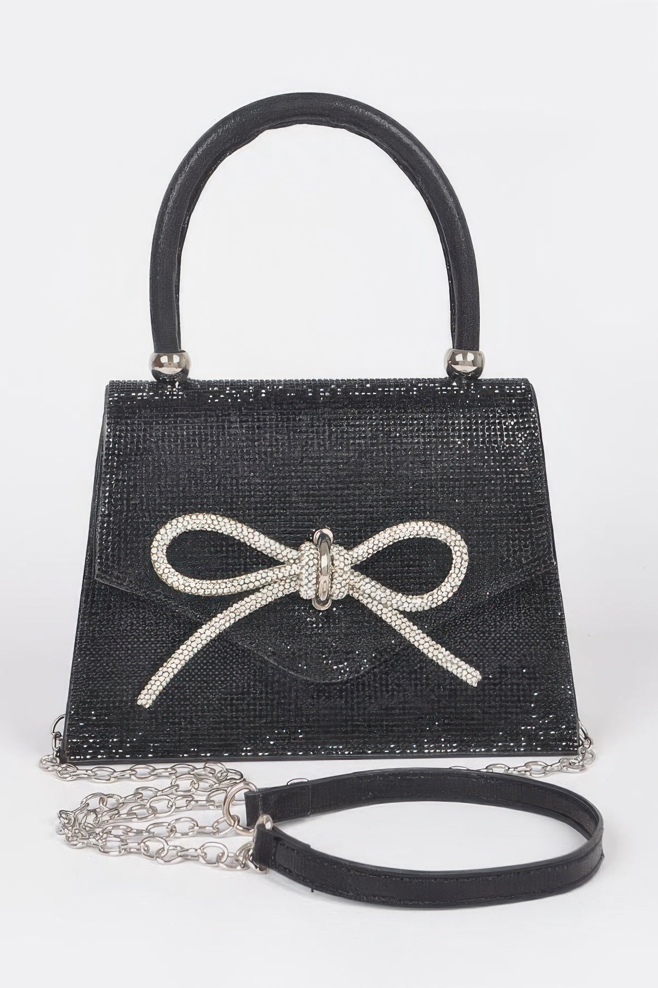 Rhinestone Ribbon Top Handle Bag | Mixtshop LLC